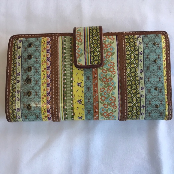 Fossil Handbags - Fossil Leather trim Wallet Multi-patterned with metal accents